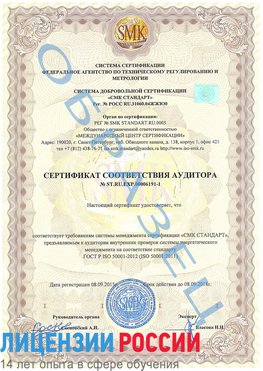 Образец сертификата соответствия аудитора №ST.RU.EXP.00006191-1 Питкяранта Сертификат ISO 50001